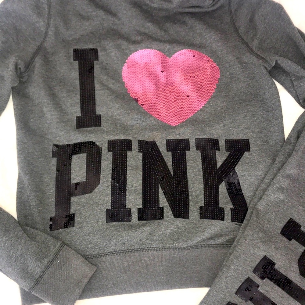 Vintage Vs Pink set rare Bling Jacket hoodie and pants set y2k - Picture 4 of 16